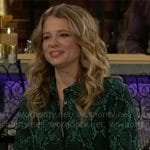 Summer’s green snake print blouse on The Young and the Restless