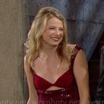 Summer’s red sequin gown with twisted bust on The Young and the Restless