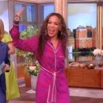 Sunny’s red and blue printed shirtdress on The View