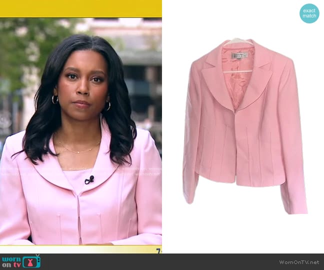 Tahari Warren Blazer in cotton candy worn by Rachel Scott on Good Morning America