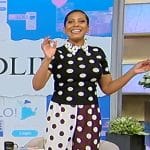 Tamron’s black and white polka dot top and pants on Tamron Hall Show