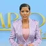 Tamron’s lavender floral suit on Tamron Hall Show