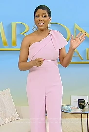 Tamron's pink one shoulder jumpsuit on Tamron Hall Show