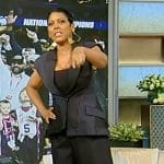 Tamron’s mixed media pinstripe sleeveless blazer on Tamron Hall Show