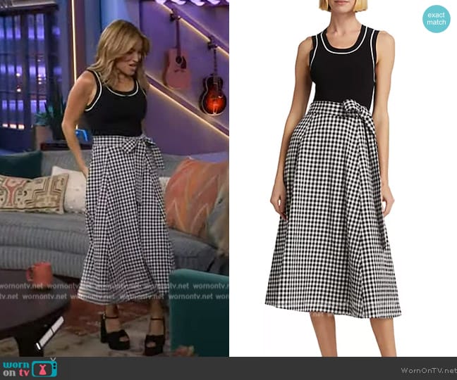 Tanya Taylor Devon Mixed-Media Midi-Dress worn by Kit Hoover on The Kelly Clarkson Show