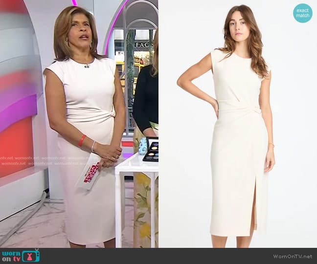 Tanya Taylor Cody Crepe Sleeveless Midi-Dress in Cream worn by Hoda Kotb on Today