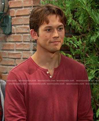 Tate’s red henley shirt on Days of our Lives