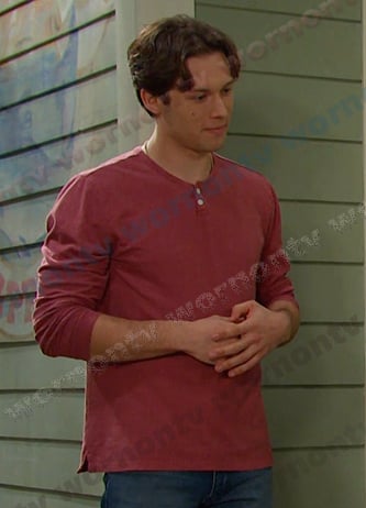 Tate's red henley shirt on Days of our Lives