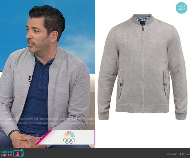 Ted Baker Natural Rollin Linen Bomber Long Sleeve Jacket worn by Jonathan Scott on Today