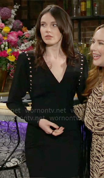 Tessa's black studded mini dress on The Young and the Restless