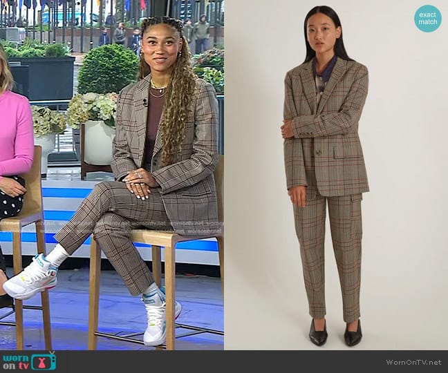 Thakoon Classic Plaid Blazer and Cargo Pants worn by Ally Love on Today