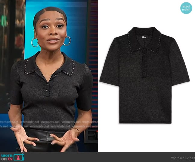 The Kooples Stud Detail Polo Shirt worn by Zuri Hall on Access Hollywood