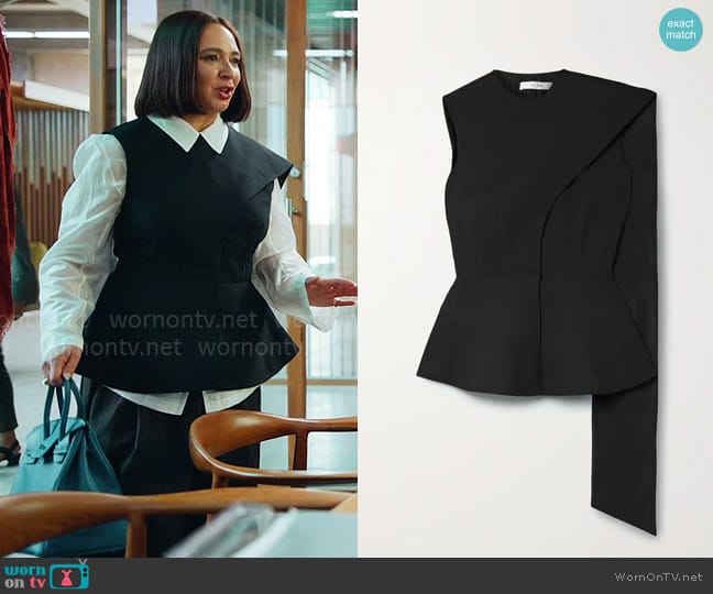 The Row Fayna Draped Vest worn by Molly Novak (Maya Rudolph) on Loot