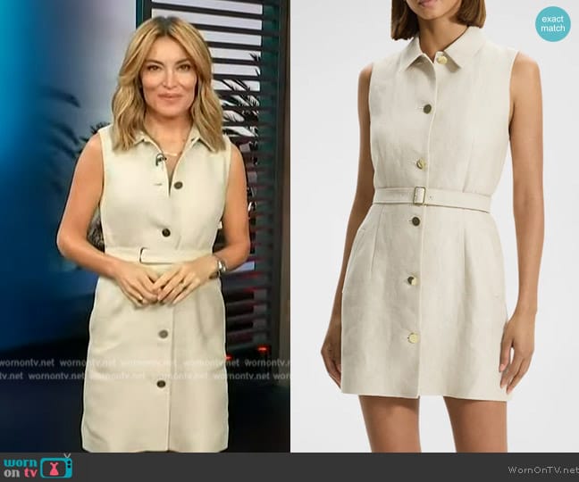 Theory Linen Mini Shirt Dress worn by Kit Hoover on Access Hollywood