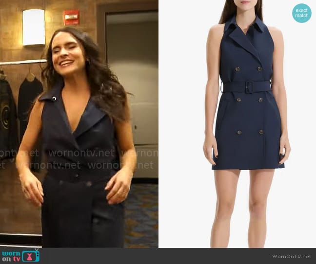 Theory Oxford Trench Dress worn by Lilia Luciano on CBS Mornings