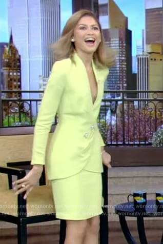 Zendaya's lime blazer and skirt on Live with Kelly and Mark