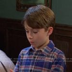 Thomas’s blue plaid shirt and sneakers on Days of our Lives