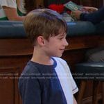 Thomas’s navy and white colorblock tee on Days of our Lives