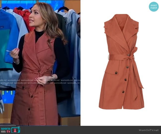 Toccin Brown Trench Wrap Dress worn by Lori Bergamotto on Good Morning America