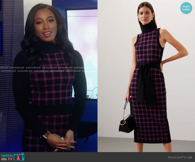 WornOnTV: Brittany’s black plaid knit turtleneck dress on Good Morning ...