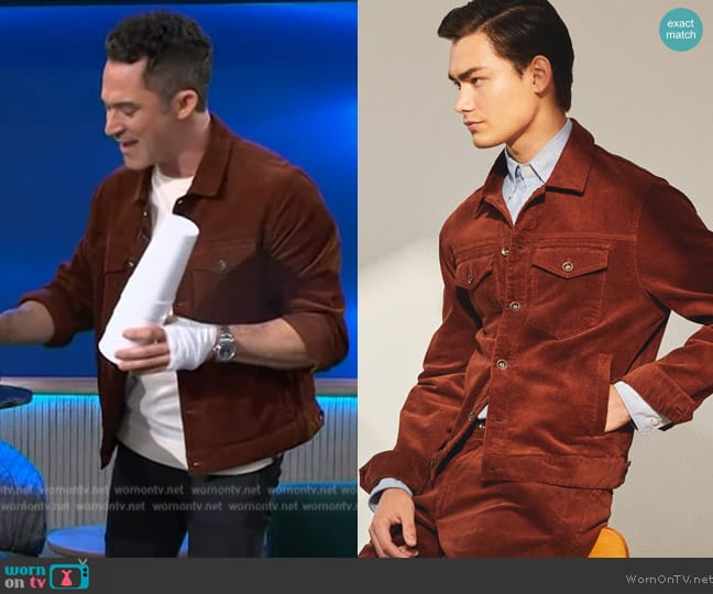 Todd Snyder Corduroy Dylan Jacket worn by Justin Willman on The Kelly Clarkson Show