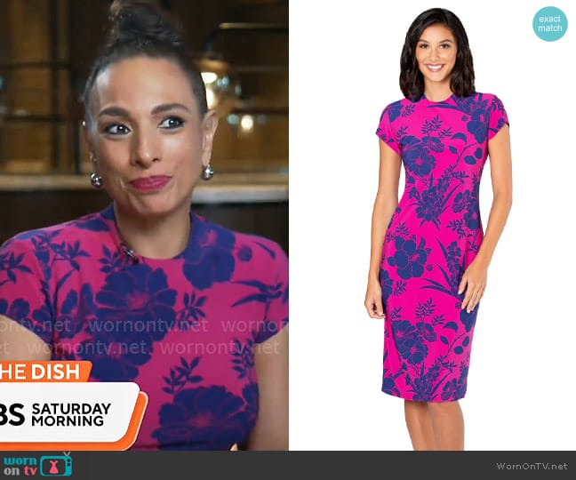 Tori Richard Three Cheers Kimora Dress in Orchid worn by Michelle Miller on CBS Mornings