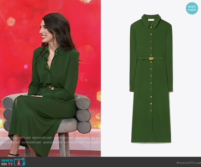 Tory Burch Belted shirt dress worn by Sally Holmes on Today