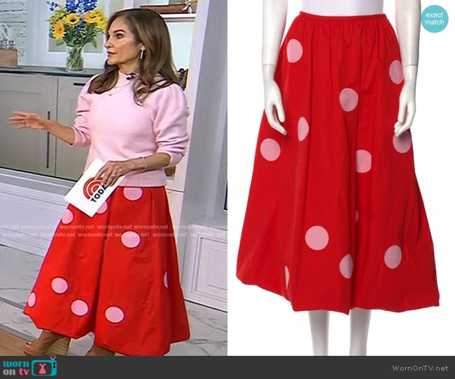 Tory Burch Polka Dot Midi Skirt worn by Joy Bauer on Today