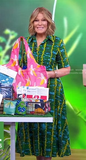 Tory Johnson’s green tie dye shirtdress on Good Morning America