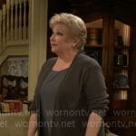 Traci’s olive cardigan on The Young and the Restless