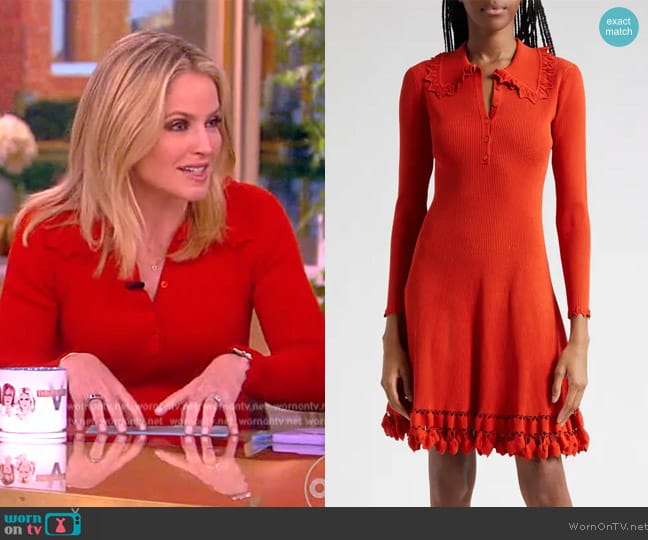 WornOnTV: Sara’s red ruffle trim ribbed mini dress on The View | Sara ...