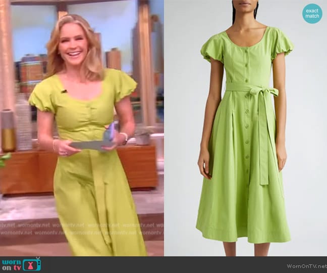 Ulla Johnson Rhea Tie Waist Puff Sleeve Midi Dress worn by Sara Haines on The View