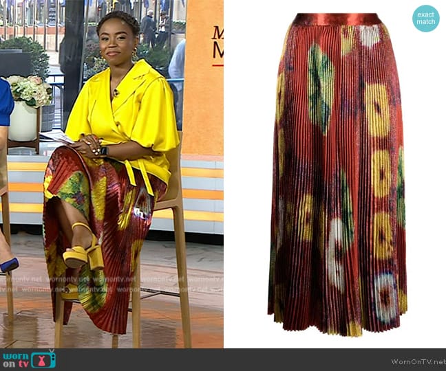 Ulla Johnson Rami high-waisted pleated skirt worn by Zinhle Essamuah on Today