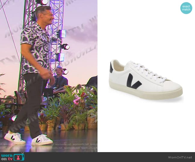 Veja Gender Inclusive Campo Sneaker in Extra White/ Black worn by Ryan Seacrest on American Idol