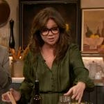 Valerie Bertinelli’s green tie neck maxi dress on The Drew Barrymore Show