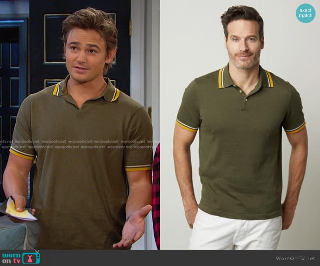 Velvet by Graham & Spencer Gregan Linen Blend Polo worn by Johnny DiMera (Carson Boatman) on Days of our Lives