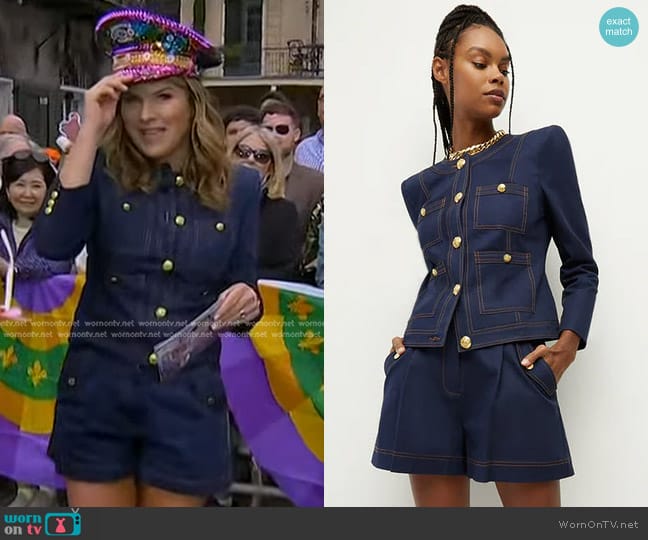 Veronica Beard Ferazia Cotton Jacket and Keita Short worn by Jenna Bush Hager on Today