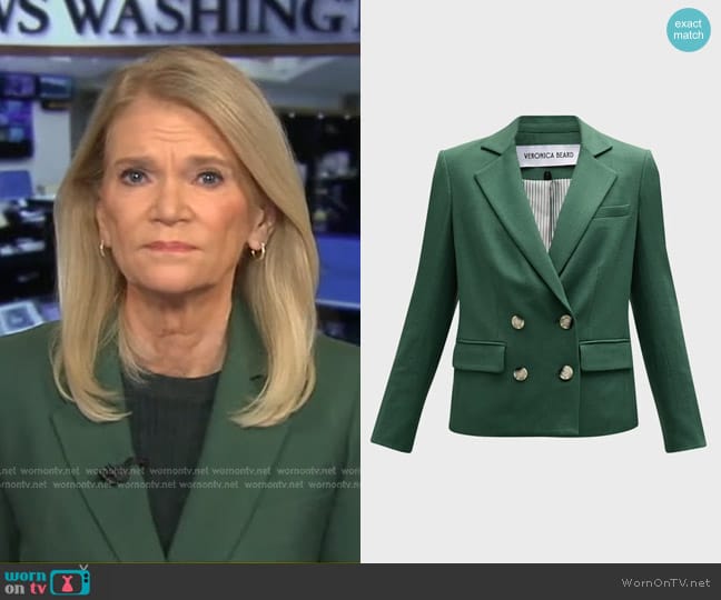 Veronica Beard Kona Dickey Jacket in Forest worn by Martha Raddatz on Good Morning America