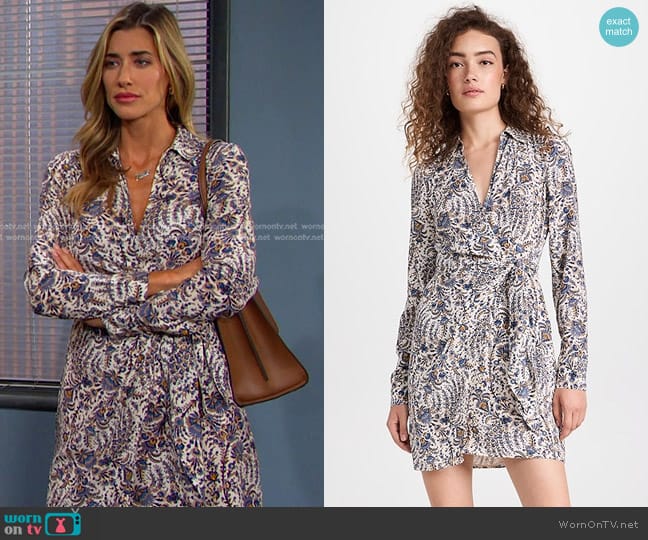 Veronica Beard Lavella Silk Floral Minidress in crumulti worn by Sloan Peterson (Jessica Serfaty) on Days of our Lives