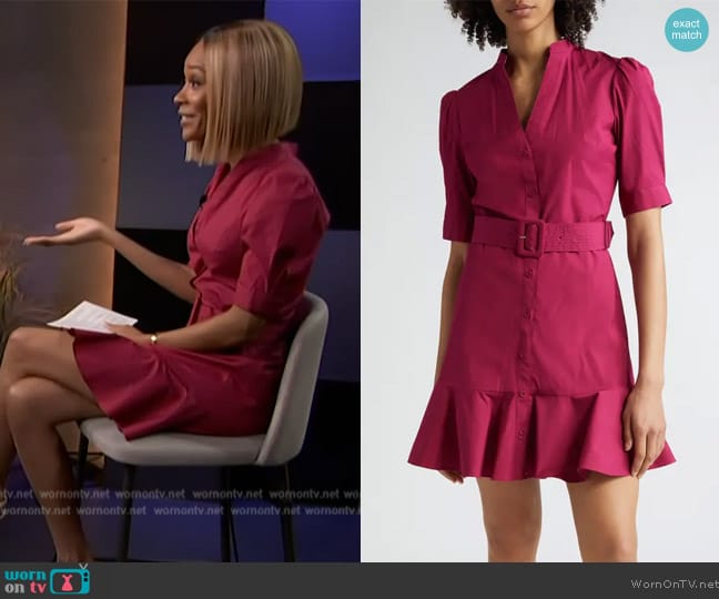 Veronica Beard Molly Cotton-Blend Belted Minidress worn by Zuri Hall on Access Hollywood