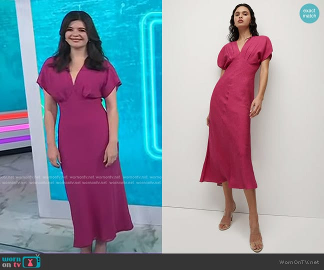 Veronica Beard Seymour Silk Dress in Wildberry worn by Casey Wilson on Today