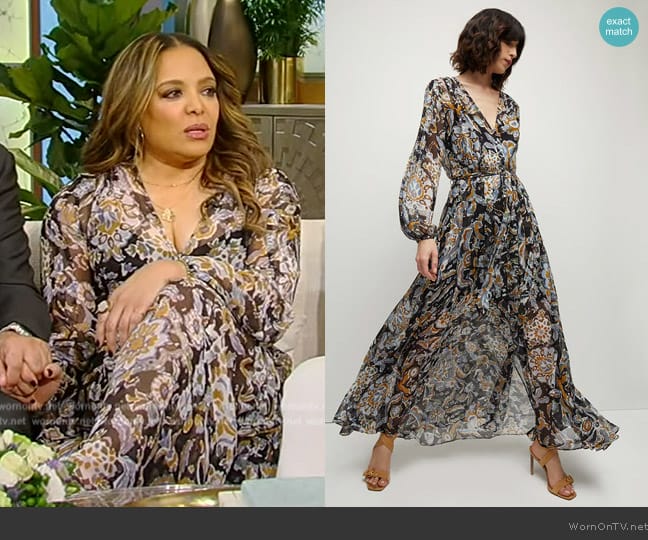 Veronica Beard  Elvita Brushstroke Maxi Dress worn by Luna Lauren Velez on Tamron Hall Show