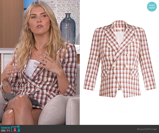 Veronica Beard Miller Jacket in White Multi Check worn by Amanda Kloots on The Talk