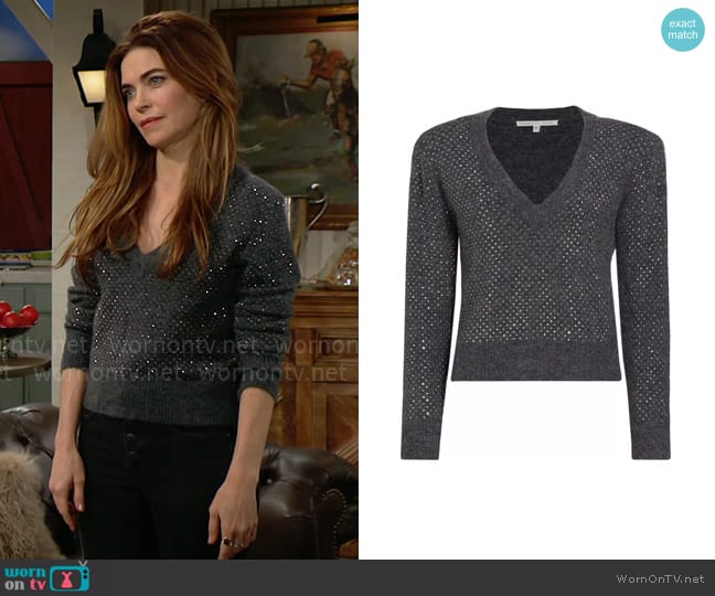 Veronica Beard Pablah Sweater worn by Victoria Newman (Amelia Heinle) on The Young and the Restless