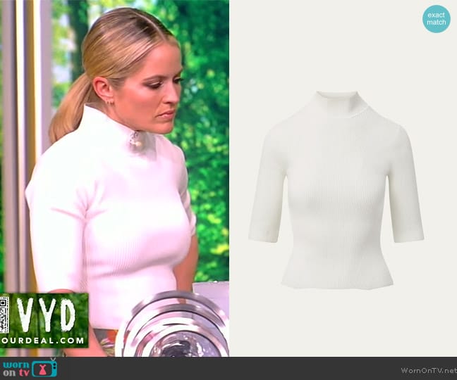 Veronica Beard Pernia Rib-Knit Turtleneck Pullover Top worn by Sara Haines on The View