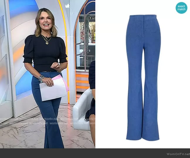 Veronica Beard Royce Stretch Cotton Pants worn by Savannah Guthrie on Today