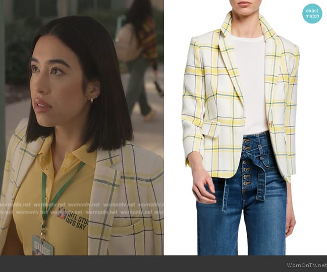 Veronica Beard Schoolboy Shrunken Plaid Jacket worn by Jade Bender (Jade Bender) on Grown-ish