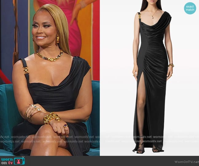 Versace Medusa 95 draped gown worn by Gizelle Bryant on The Real Housewives of Potomac