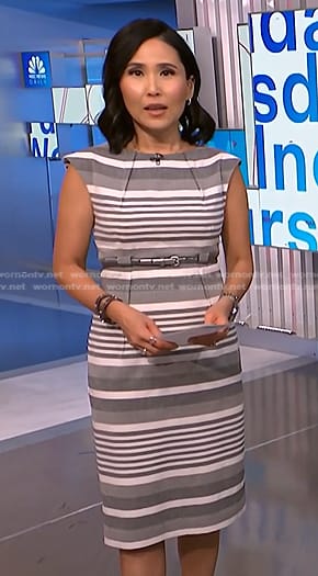 Vicky’s grey striped sheath dress on NBC News Daily