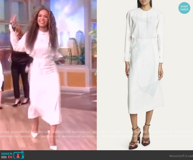 Victoria Beckham Abstract Long Dolman-Sleeve Midi Dress worn by Sunny Hostin on The View